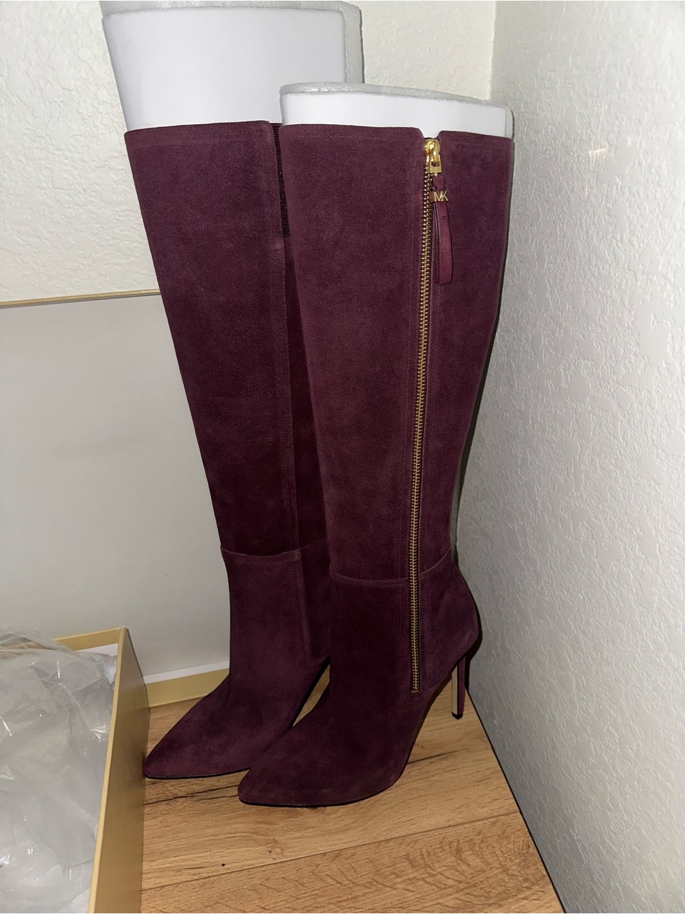 Michael Kors Wine Suede Over-the-Knee Stiletto Boots